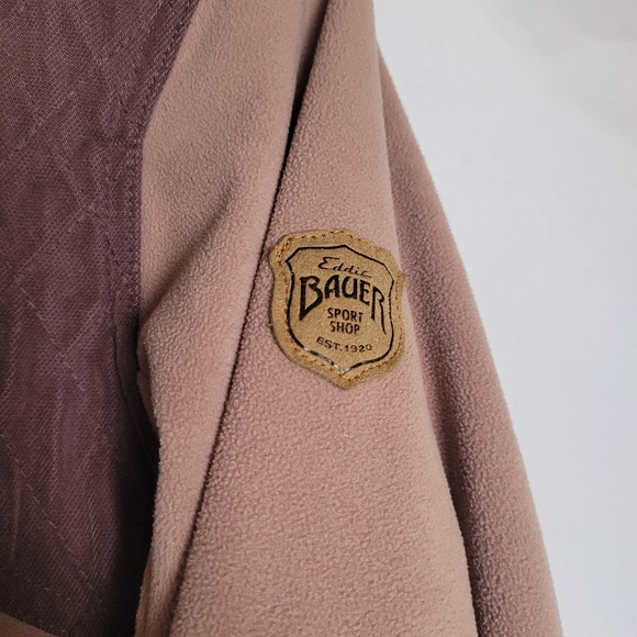 Eddie Bauer Sport Shop Fullzip Beige Taupe Fleece/ Canvas Jacket Women's Large - Picture 6 of 13